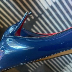 Authentic patten leather blue Christian Louboutin.